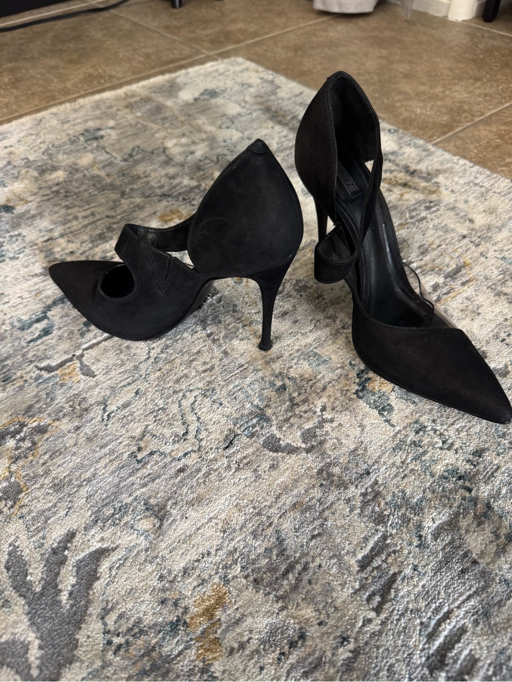 SCHUTZ Black Pointed Wrap-Strap Stiletto Heels - Picture 2 of 6